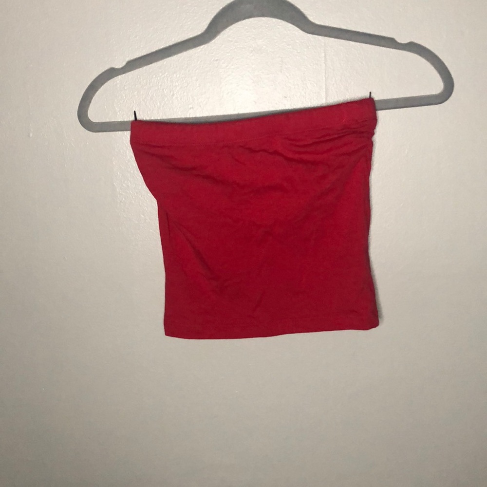 red cropped top